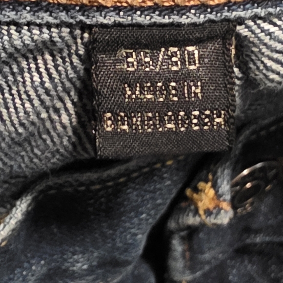 Banana Republics Darkwash Distressed Bootcut Men's Blue Jeans Sz. 35x30 - Picture 2 of 5